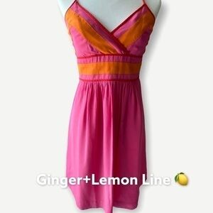 Trina Turk Orange Silk Spaghetti Ties Dress Sz.M